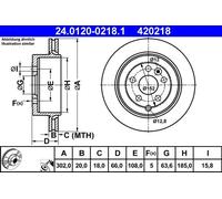 ATE Disco freno 24.0120-0218.1 posteriore ventilato 1 pezzo per Land Rover Freelander 2