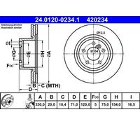 Disco freno ATE 24.0120-0234.1 posteriore, ventilato, altamente carbonizzato, 1 Pezzo