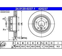 2x Disco freno ventilato 24.0120-0237.1 ATE per BMW 1 3 4 Coupé 3 Touring