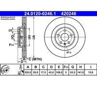 COPPIA DISCHI FRENO POST ATE VOLVO XC60 II 2.0 D5 173KW 17> 24012002461