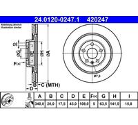 Disco freno ATE 24.0120-0247.1 posteriore, ventilato, 1 Pezzo