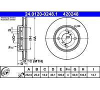 ATE Disco freno 24.0120-0248.1 anteriore ventilato 1 pezzo
