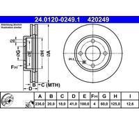 2x Disco freno ventilato 24.0120-0249.1 ATE per OPEL KARL
