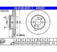 2x Disco freno ventilato 24.0120-0251.1 ATE per KIA PICANTO III
