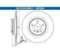 2x Disco freno ventilato 24.0120-0266.1 ATE per BMW MINI