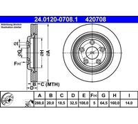 Disco freno ATE 24.0120-0708.1 posteriore, ventilato, 1 Pezzo
