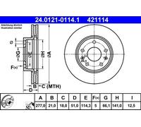 2x Disco freno ventilato 24.0121-0114.1 ATE per LAND ROVER FREELANDER I