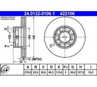 COPPIA DISCHI FRENO ANT ATE MERCEDES-BENZ SL Coupé 350 C 147KW 72>76 24012201061