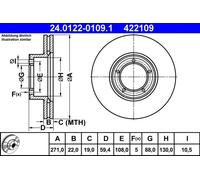 ATE Disco freno 24.0122-0109.1 Ventilato Anteriore 271,0 mm