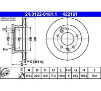 2x Disco freno ventilato 24.0122-0161.1 ATE per MERCEDES-BENZ VW