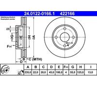 2x Disco freno ventilato 24.0122-0166.1 ATE per MAZDA 323 S IV 323 C IV 323 F IV