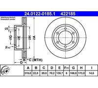 2x Disco freno ventilato 24.0122-0185.1 ATE per TOYOTA LAND CRUISER 90
