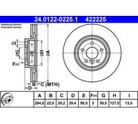 ATE Disco freno 24.0122-0225.1 ventilato anteriore - Coppia per Alfa Romeo Spider 2.0 T.Spark 98>00