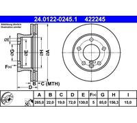 2x Disco freno ventilato 24.0122-0245.1 ATE per MERCEDES-BENZ
