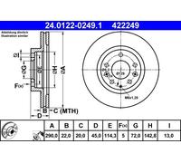 2x Disco freno ventilato 24.0122-0249.1 ATE per MAZDA MX-5 III
