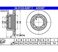 2x Disco freno ventilato 24.0122-0267.1 ATE per RENAULT TRUCKS RENAULT