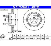 2x Disco freno ventilato 24.0122-0268.1 ATE per NISSAN 350Z Roadster 350Z Coupé