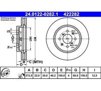 2x Disco freno ventilato 24.0122-0282.1 ATE per SUZUKI SWIFT IV