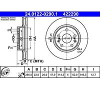 2x Disco freno ventilato 24.0122-0290.1 ATE per SUZUKI SX4 S-CROSS VITARA