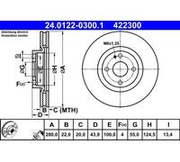 Disco freno ATE 24.0122-0300.1 anteriore, ventilato, 1 Pezzo