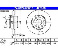 2x Disco freno ventilato 24.0122-0308.1 ATE per RENAULT MEGANE IV Hatchback