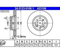 ATE Dischi Freno 24.0123-0106.1 Freni a Disco,Dischi Dei Freni HONDA,CIVIC VI Fastback (MA, MB),CIVIC VI Aerodeck (MB, MC),PRELUDE IV (BB)
