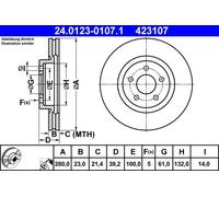 2x Disco freno ventilato 24.0123-0107.1 ATE per CHRYSLER PT CRUISER
