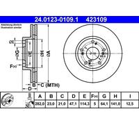 2X ATE 24.0123-0109.1 Disco Freno Per Honda Civic VII EM2 ES ET CR-V II Stream