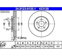 2x Disco freno ventilato 24.0123-0120.1 ATE per CHRYSLER SEBRING