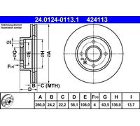 2x Disco freno ventilato 24.0124-0113.1 ATE per FORD SIERRA II Hatchback