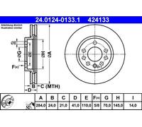 ATE Disco freno ventilato 24.0124-0133.1 per SAAB OPEL - 2 pezzi