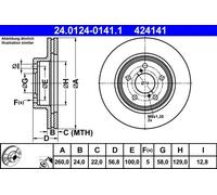 Discofreno ATE 24.0124-0141.1 per SUBARU LEGACY I (BC) 1.8 1989-1991