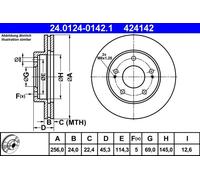 2x Disco freno ventilato 24.0124-0142.1 ATE per MITSUBISHI ECLIPSE I ECLIPSE II