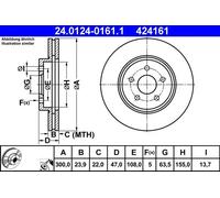 Disco freno ATE 24.0124-0161.1 anteriore, ventilato, 1 Pezzo