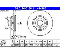 2x Disco freno ventilato 24.0124-0166.1 ATE per OPEL MERIVA A MPV / Space wagon