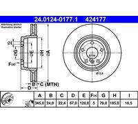 ATE Disco freno ventilato 24.0124-0177.1 per BMW Serie 7 posteriore
