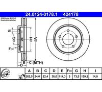 2x Disco freno ventilato 24.0124-0178.1 ATE per CHRYSLER