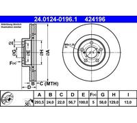 Disco freno ATE 24.0124-0196.1 anteriore, ventilato, 1 Pezzo