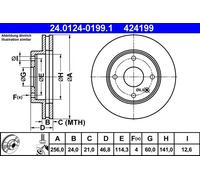 Disco freno ATE 24.0124-0199.1 anteriore, ventilato, 1 Pezzo