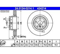 Discofreno ATE 24.0124-0214.1 per BMW 7 (E65, E66, E67) 6.0 2003-2008
