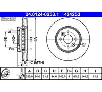 ATE disco freno 424253 ventilato diametro 280 spessore 24 mm 4 fori