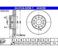 2x Disco freno ventilato 24.0124-0258.1 ATE per SEAT VW AUDI SKODA