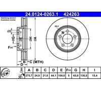 Disco freno ATE 24.0124-0263.1 anteriore, ventilato, altamente carbonizzato, 1 Pezzo