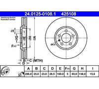 2x Disco freno ventilato 24.0125-0108.1 ATE per VW PASSAT B3/B4 Variant GOLF III