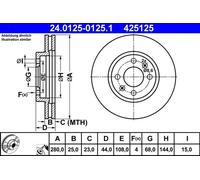 2x Disco freno ventilato 24.0125-0125.1 ATE per SAAB 9000 Hatchback 9000