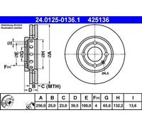 2x Disco freno ventilato 24.0125-0136.1 ATE per VW LUPO I POLO III POLO