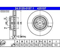 Disco freno ATE 24.0125-0157.1 anteriore, ventilato, 1 Pezzo