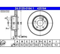 2x Disco freno ventilato 24.0125-0164.1 ATE per LAND ROVER RANGE ROVER II