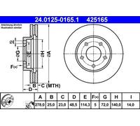 2x Disco freno ventilato 24.0125-0165.1 ATE per MAZDA 5 3 3 Tre volumi