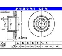 2x Disco freno ventilato 24.0125-0176.1 ATE per LAND ROVER DISCOVERY II